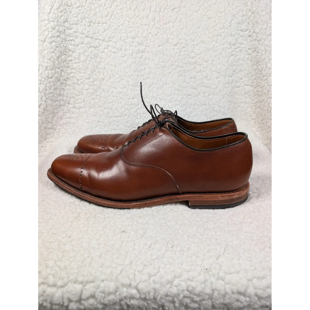 Allen Edmonds Dryden Brown Leather Medallion Cap Toe Oxford Shoes Mens 12 D 1842